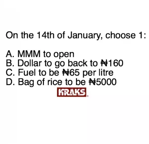 Which of these would you want to happen on 14th January?